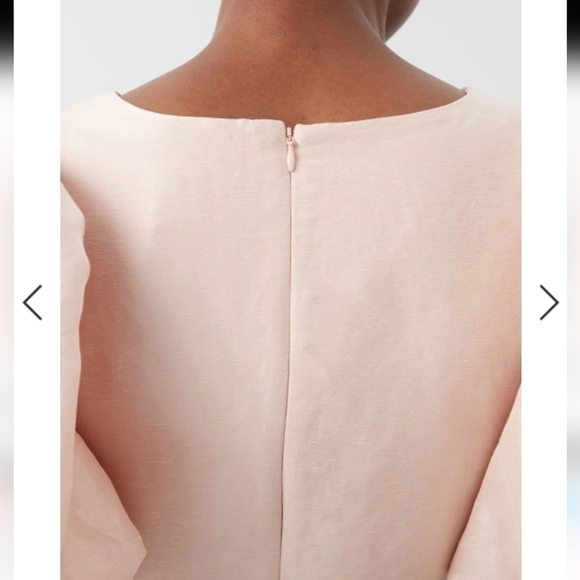 Aje Dusk Knot Cutout Puff Sleeve Linen Blend Midi Dress in blush size 0 - Picture 10 of 14